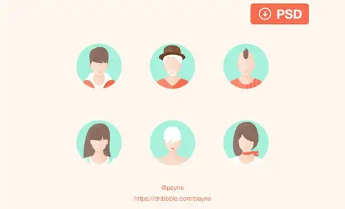 扁平化风格头像图标Default Avatar Icons UI 素材