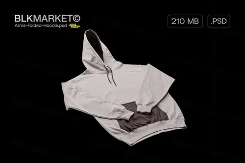 潮流街头潮牌帽衫卫衣图案印花设计PS样机素材 Arms-Folded-Hoodie.psd – Streetwear