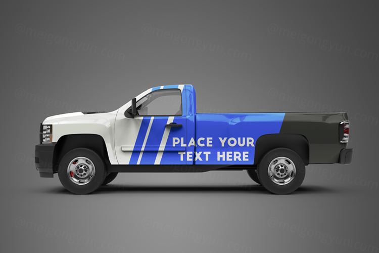 皮卡小货车品牌车身广告设计提案样机PSD模板 Mockup of a truck car