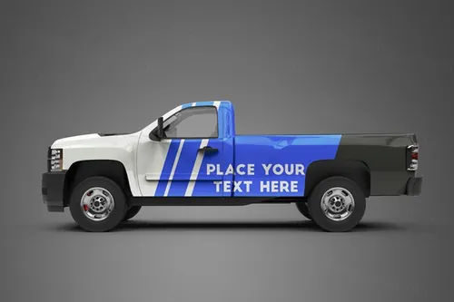 皮卡小货车品牌车身广告设计提案样机PSD模板 Mockup of a truck car