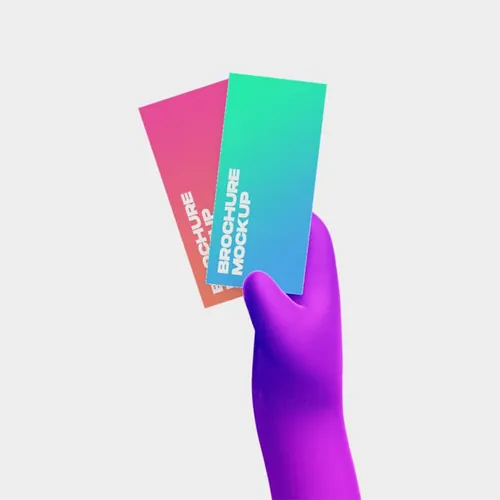 3D卡通手持传单海报设计提案样机PSD模板 3d cartoon hand with flyer mockup