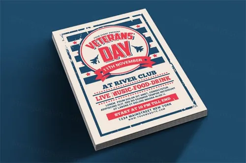 美国风格复古海报传单模板 elements-veterans-day-flyer-MD7HQF--10-23