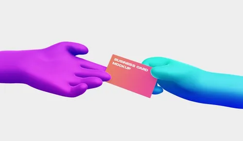 3D卡通手持传单海报设计提案样机PSD模板 3d cartoon hand with flyer mockup