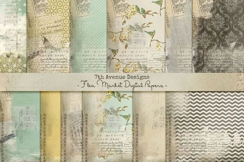 复古怀旧经典无缝背景素材 Flea Market Digital Papers