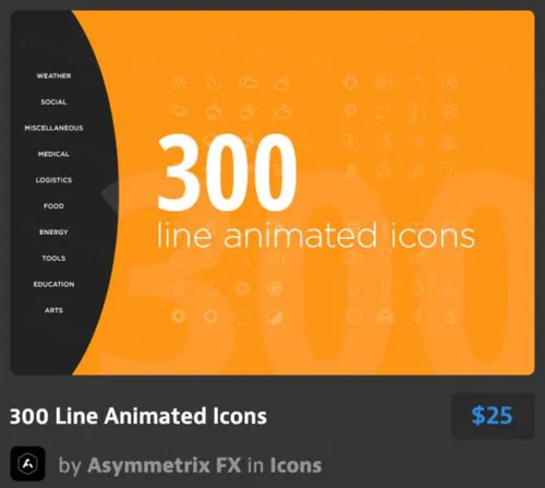 黄色线条画图标 Line Animated Icons