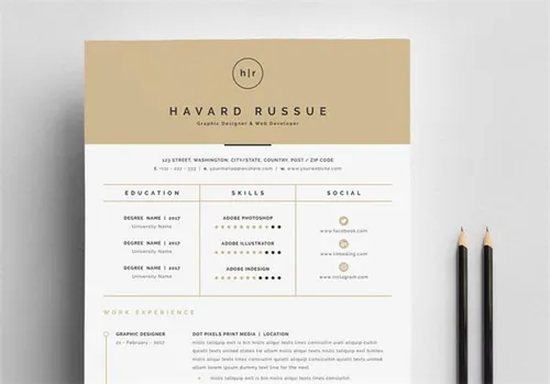 现代简洁专业简历求职信设计模板Professional-Resume-4-Pages