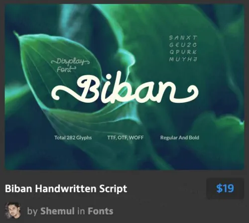 绿色清新手写字体Biban Handwritten Script