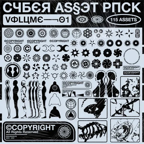 Y2K千禧风复古赛博朋克复古未来派酸性艺术装饰元素合辑 Cy