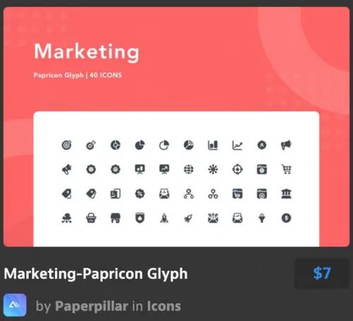 粉色市场宣传纸图标Marketing-Papricon Glyph