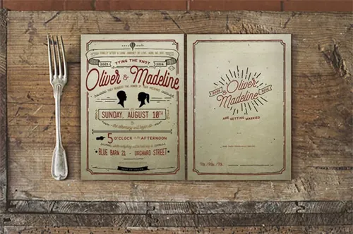 复古风格菜单菜谱模板素材  Vintage-Hand-Lettering-Wedding-Suite