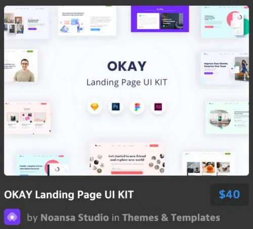 创意登录页用户界面工具包OKAY Landing Page UI KIT