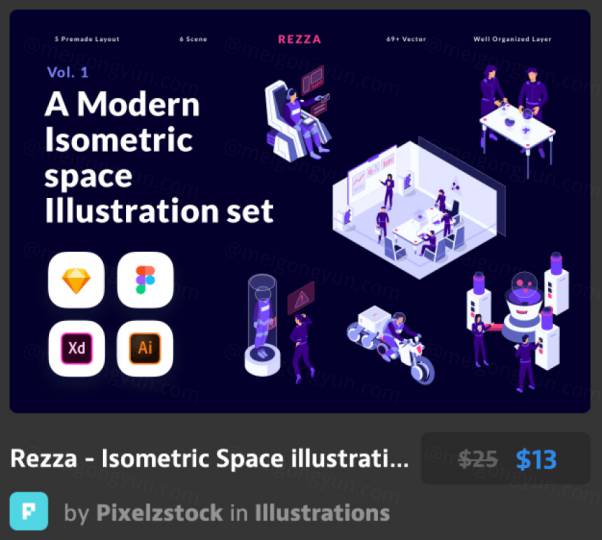 等轴测空间图解集Rezza - Isometric Space illustra