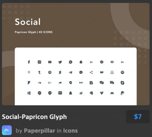 创意聊天软件线性图标Social-Papricon Glyph