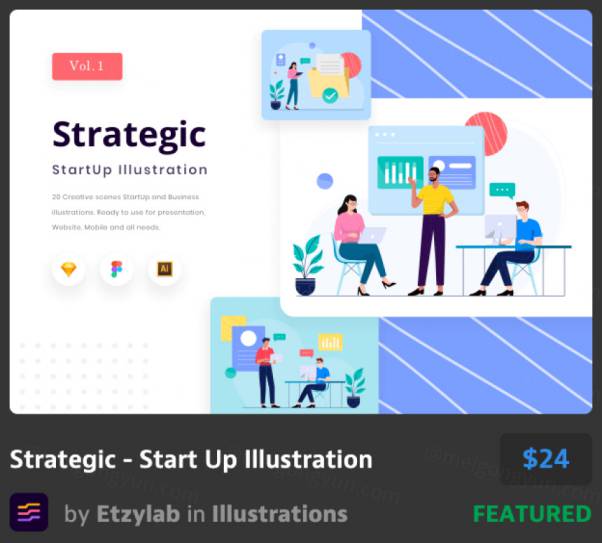 定制服务主题矢量概念插画Strategic - Start Up Illustr