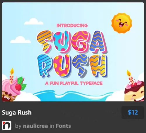 夏日度假风线性字体Suga Rush