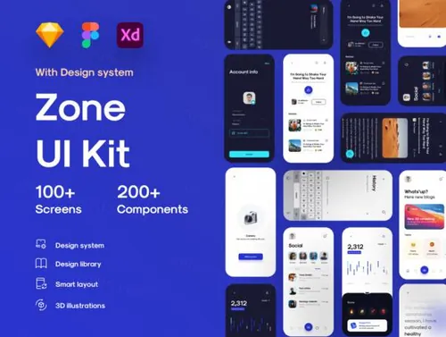 博客BBS社交交流平台移动APP界面UI素材 Zone App UI