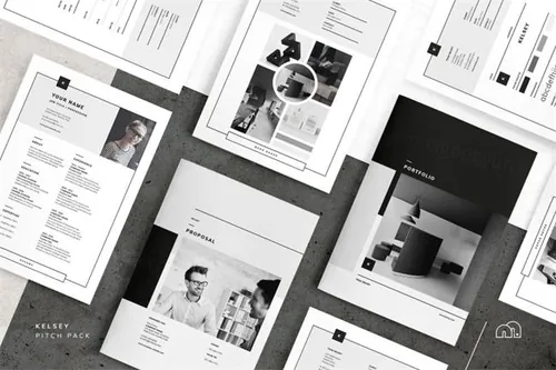 时尚黑白杂志画册模板 Kelsey – Pitch Pack