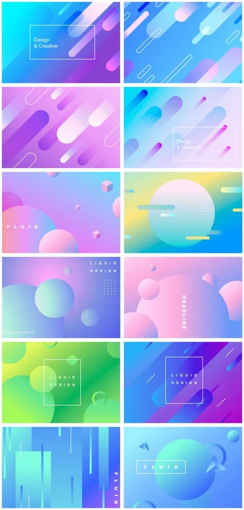 现代潮流几何渐变横幅海报AI矢量素材合辑