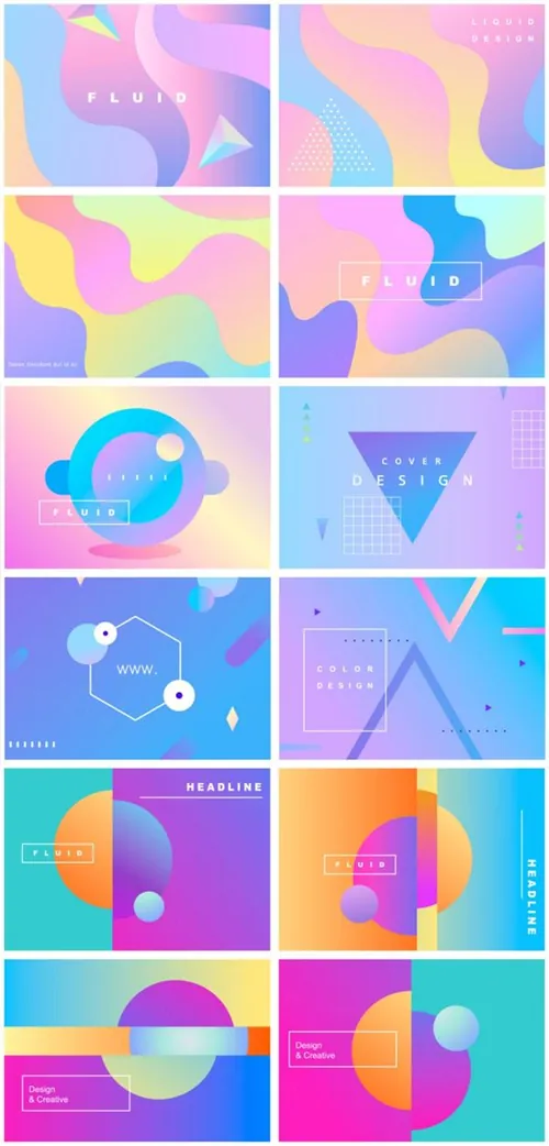 现代潮流几何渐变横幅海报AI矢量素材合辑