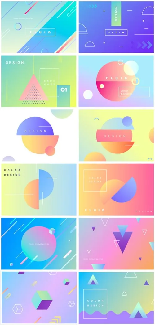 现代潮流几何渐变横幅海报AI矢量素材合辑