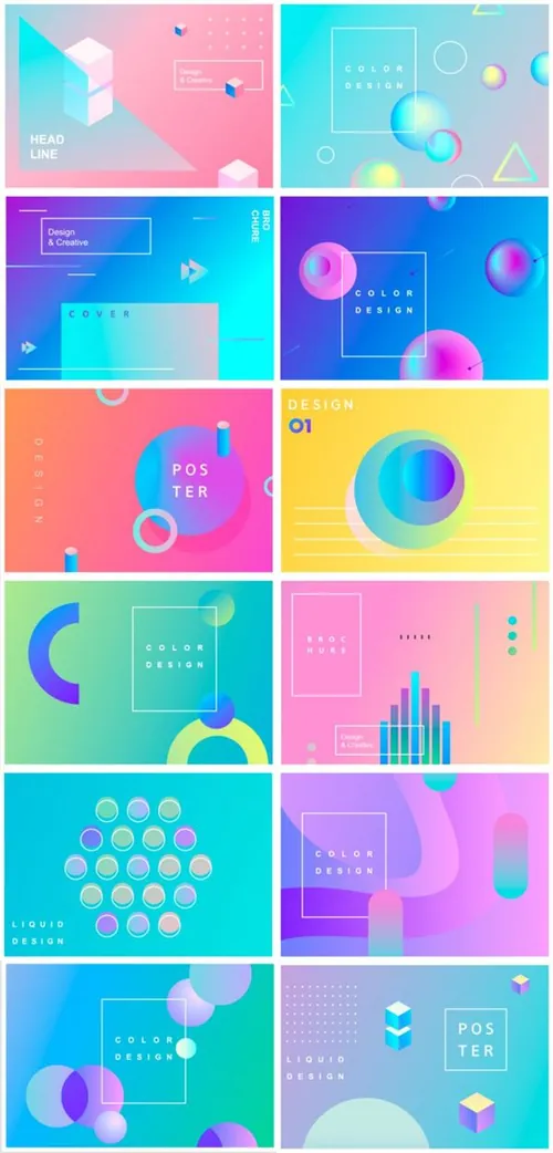 现代潮流几何渐变横幅海报AI矢量素材合辑