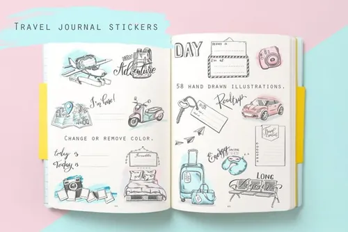 58款手绘旅行主题插画设计素材 Hand Drawn Tra