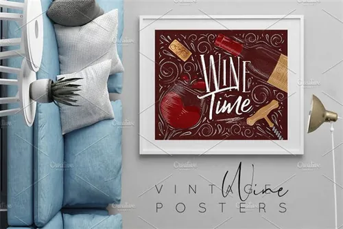 经典的红酒海报模版 Vintage Wine Posters