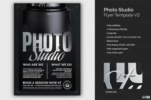 照片工作室海报模版PSD Photo Studio Flyer