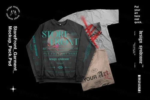 时尚街头潮牌T恤卫衣运动衫服装设计展示样机模板合辑 Stor
