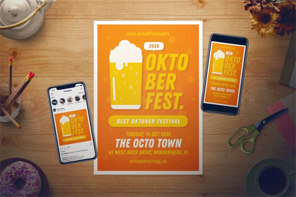 时尚诱人的慕尼黑啤酒节DM海报宣传单oktoberfest-flyer