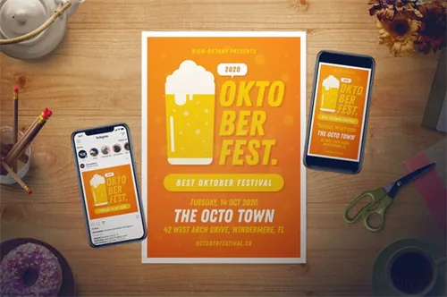 时尚诱人的慕尼黑啤酒节DM海报宣传单oktoberfest-flyer
