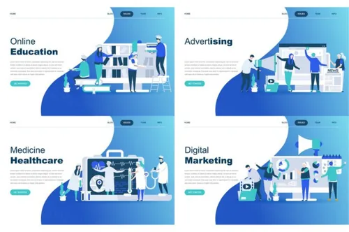 时尚高端扁平化风格的banner海报8  landing-page-templates-flat-concept