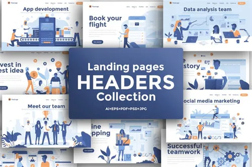 各种主题时尚简约多用途着陆页banner海报landing-page