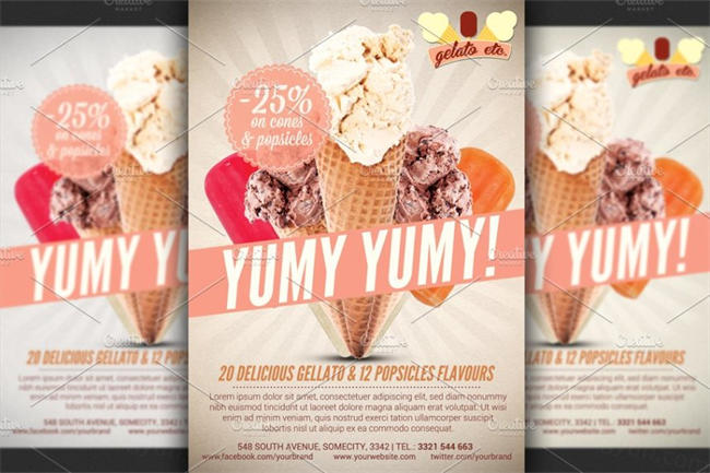 冰淇淋店宣传海报模版 Ice Cream Shop Offer Flyer