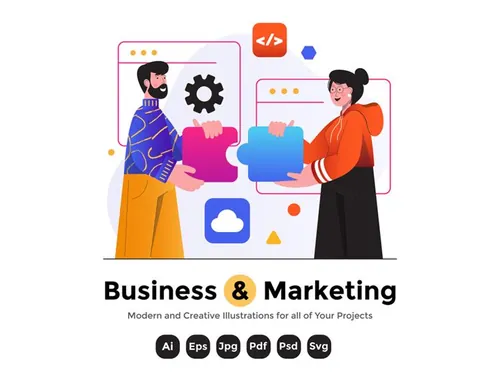 高质量扁平化商业营销EPS矢量插画素材 Business a