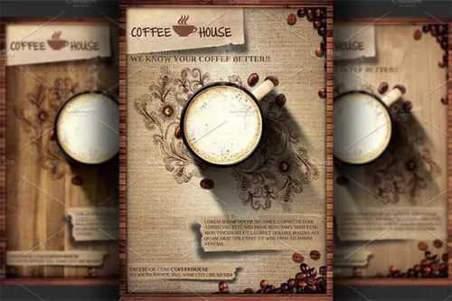 咖啡店宣传海报 Coffee Shop Promotion Flyer Template