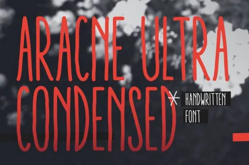 瘦高略显潦草画风的全大写英文装饰字体 Aracne Ultra Condensed
