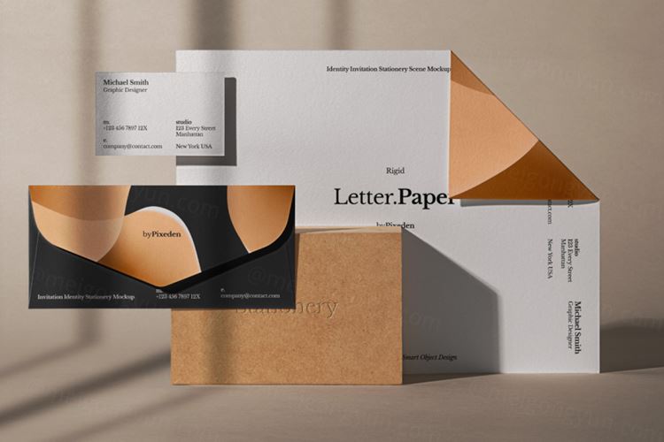 信封名片场景企业品牌VI设计贴图样机模板 Identity