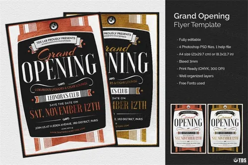 高端的开业海报传单模板 Grand Opening Flyer