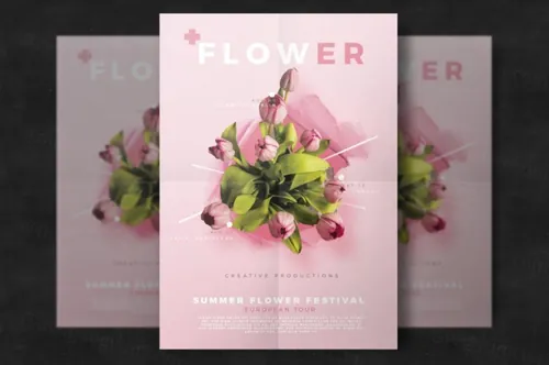 时尚高端的优雅花朵花卉海报宣传单 floral-flyer-template