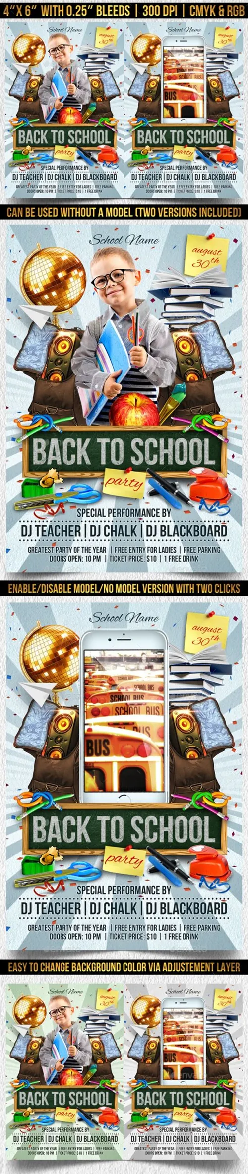 回到学校海报模板下载 Back to School Flyer Template