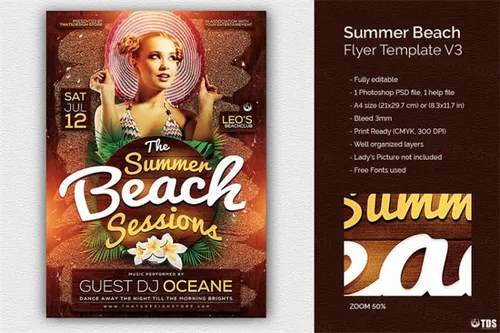 夏天海滩活动海报模板和传单 Summer Beach Flyer