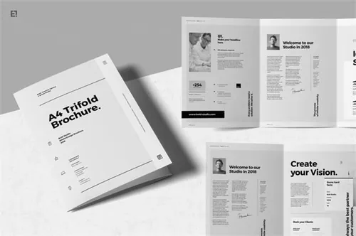 简约配色房地产三折页海报宣传单 trifold-brochures