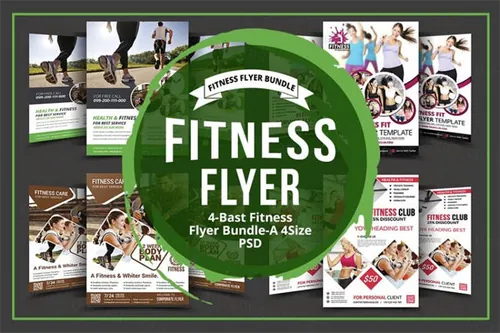 健康和健身相关的海报模板 Health amp;amp; Fitness Flyers