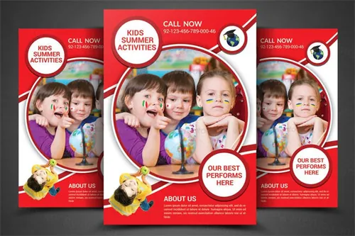 儿童暑假夏令营活动海报模板 Kids Summer Camp Flyers
