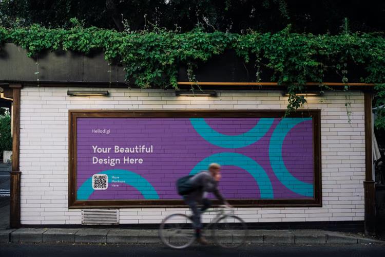 户外街头广告牌宣传海报广告设计贴图展示样机模板 Mural