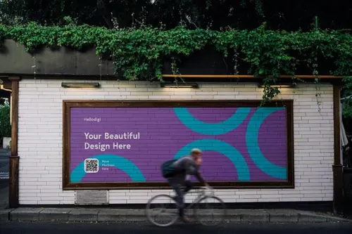 户外街头广告牌宣传海报广告设计贴图展示样机模板 Mural