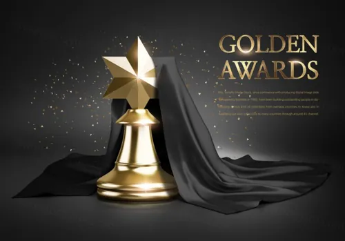 年度品牌奖牌评选颁奖黄金奖杯黑金PSD海报素材 Best Brand Awards