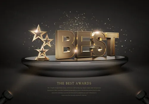 年度品牌奖牌评选颁奖黄金奖杯黑金PSD海报素材 Best Brand Awards