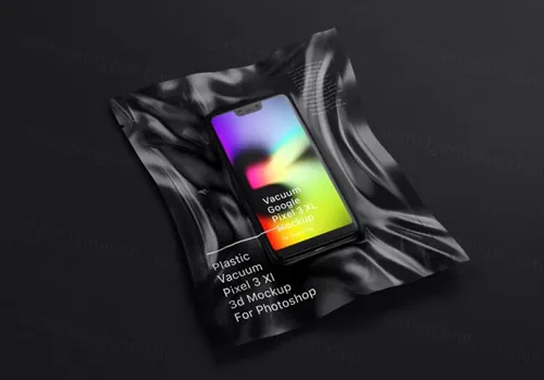 真空塑料包装手机样机贴图效果图(可更改颜色)